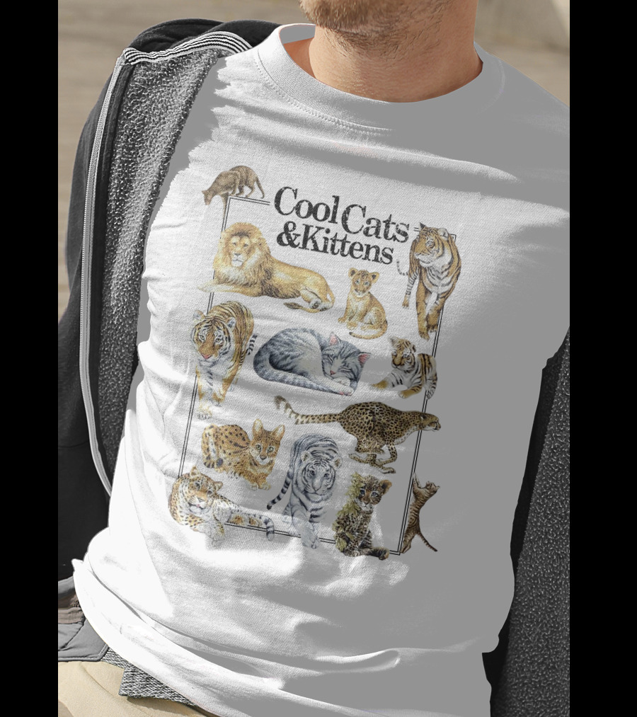 Cool Cats And Kittens Large Feline Collection Featuring Lions Tigers Cheetahs Lynx T-Shirt
