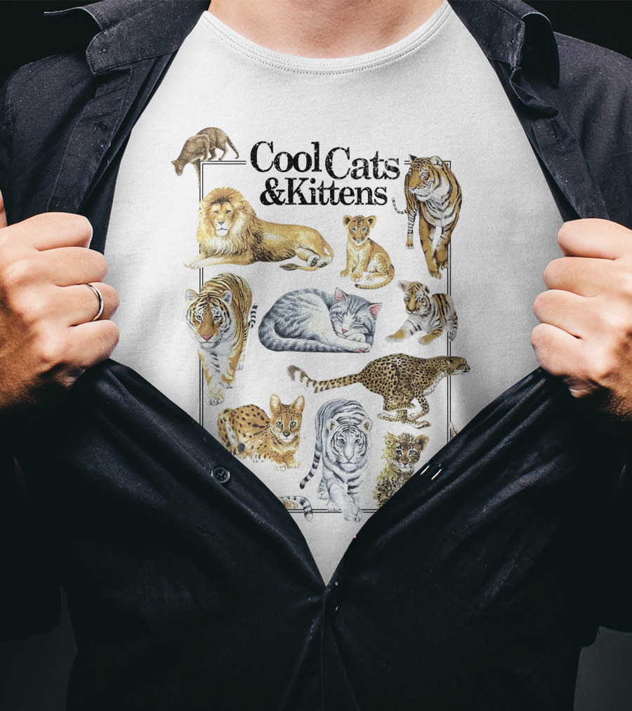 Cool Cats And Kittens Large Feline Collection Featuring Lions Tigers Cheetahs Lynx T-Shirt