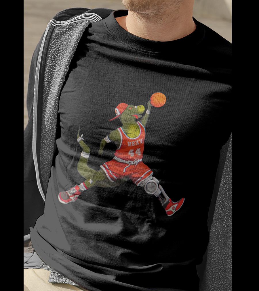 Rexy Basketball Slam Dunking Dinosaur Sports Jersey 44 How Ridiculous Merch T-Shirt