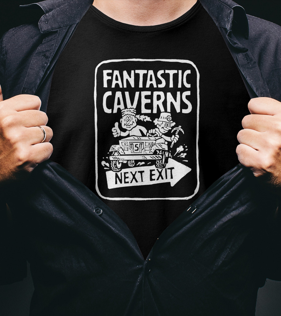 Fantastic Caverns Next Exit Cartoon Adventure T-Shirt