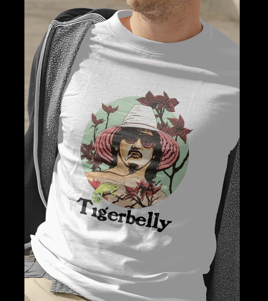 Tigerbelly Tropical Hat Person Surrounded By Flowers And Lizard T-Shirt