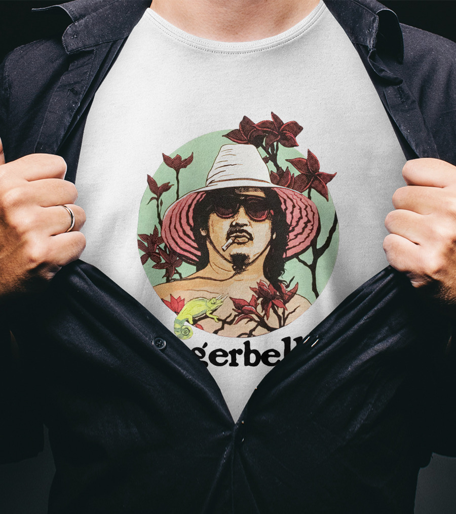 Tigerbelly Tropical Hat Person Surrounded By Flowers And Lizard T-Shirt