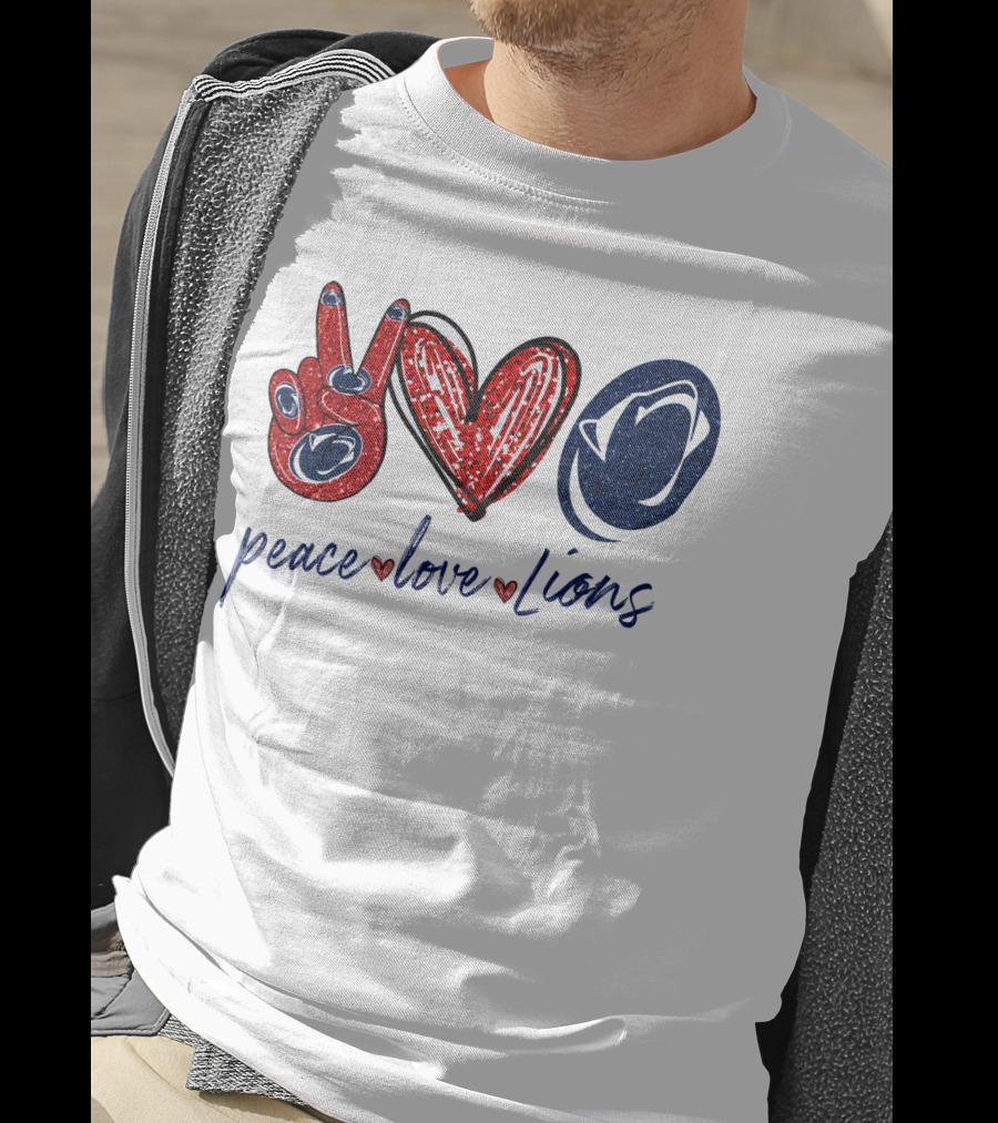 Peace Love Lions Penn State Blue And White T-Shirt