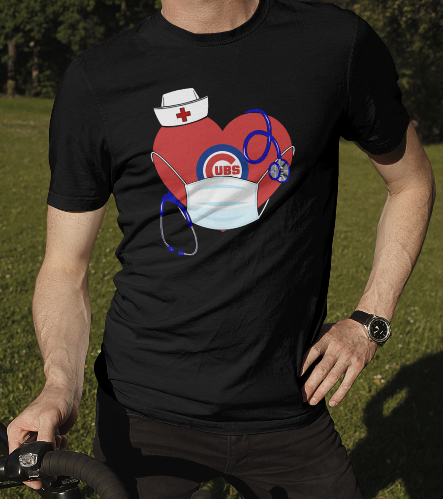 Cubs Heart With Nurse Hat Mask And Stethoscope T-Shirt
