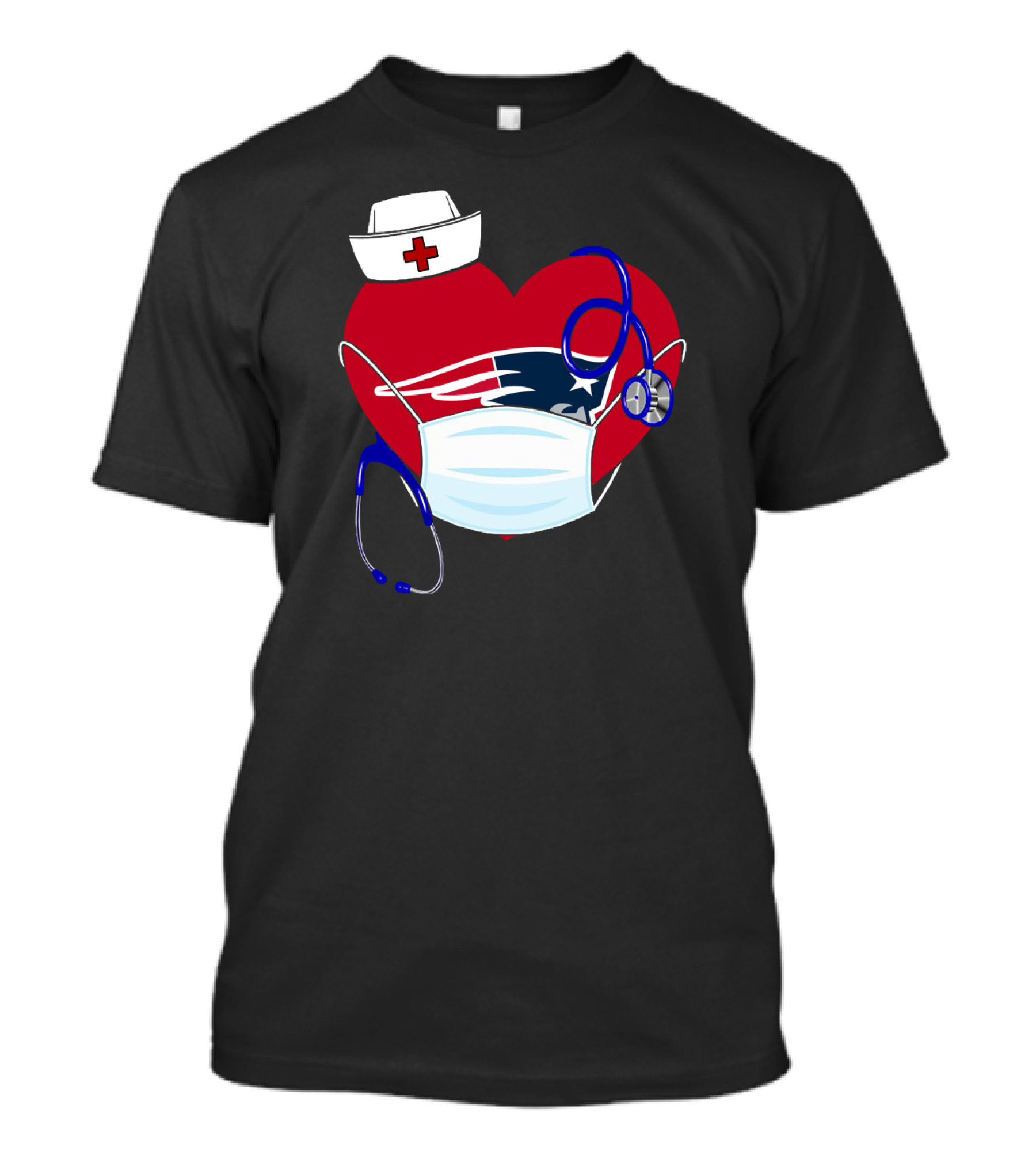 Heart Patriots Nurse Healthcare Mask Stethoscope T-Shirt