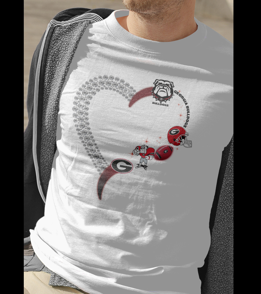 Georgia Bulldogs Heart Logo Football 1808 T-Shirt