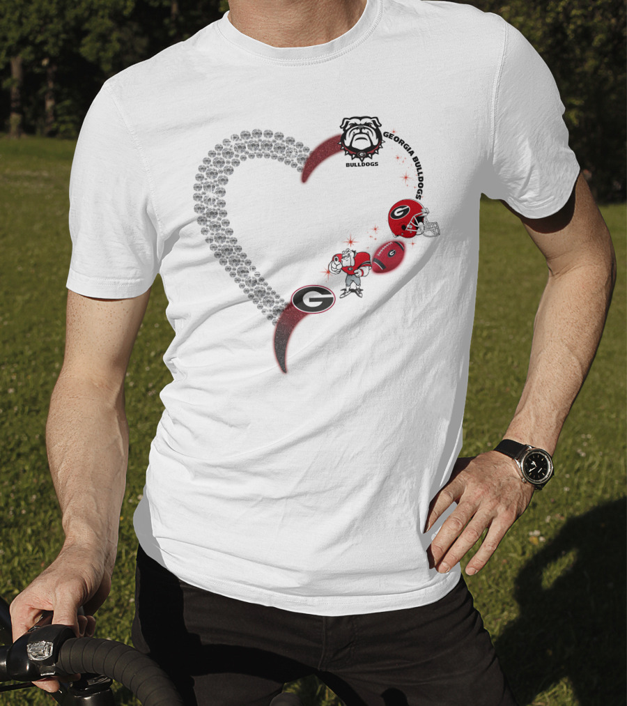 Georgia Bulldogs Heart Logo Football 1808 T-Shirt