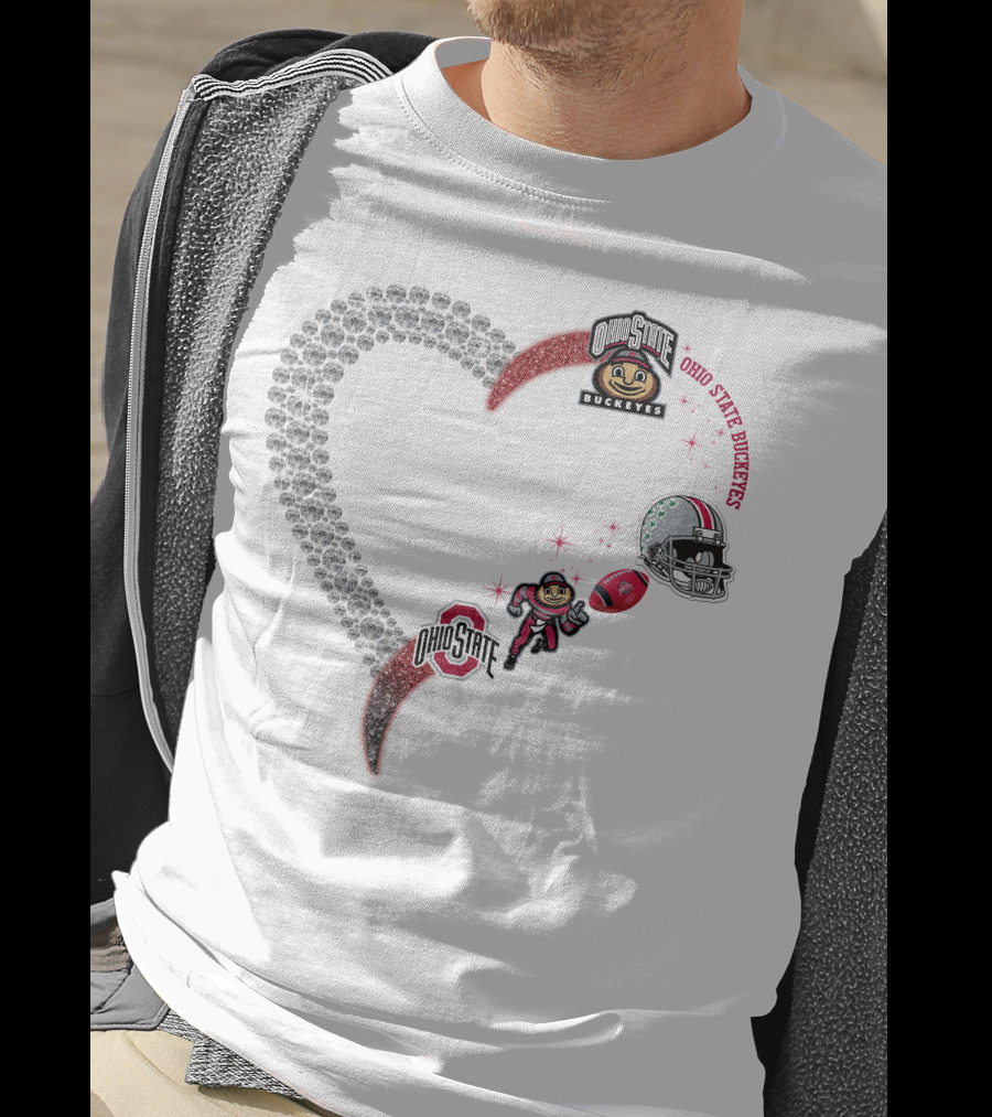 Ohio State Buckeyes Heart Brutus 1908 Football Helmet T-Shirt