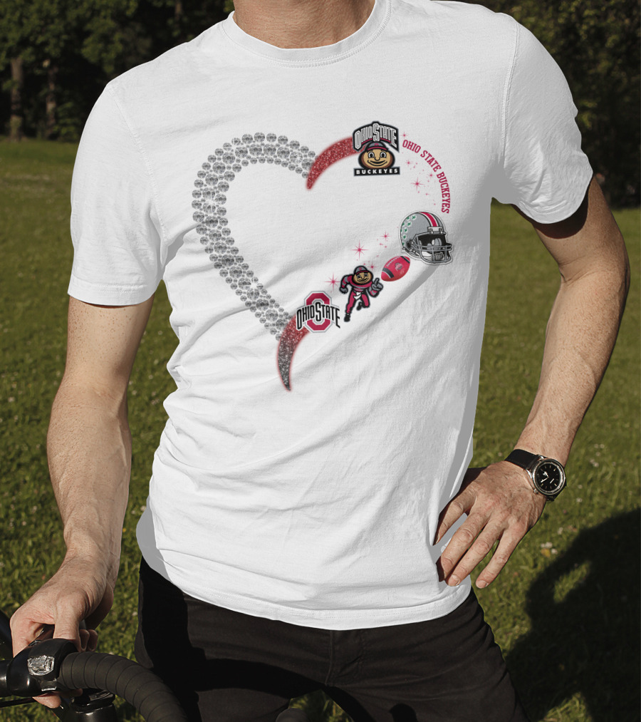 Ohio State Buckeyes Heart Brutus 1908 Football Helmet T-Shirt