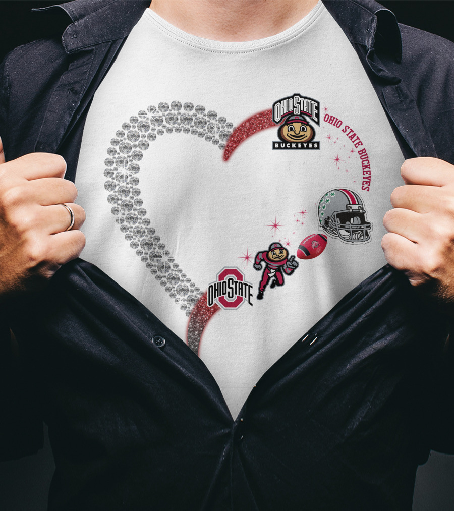 Ohio State Buckeyes Heart Brutus 1908 Football Helmet T-Shirt