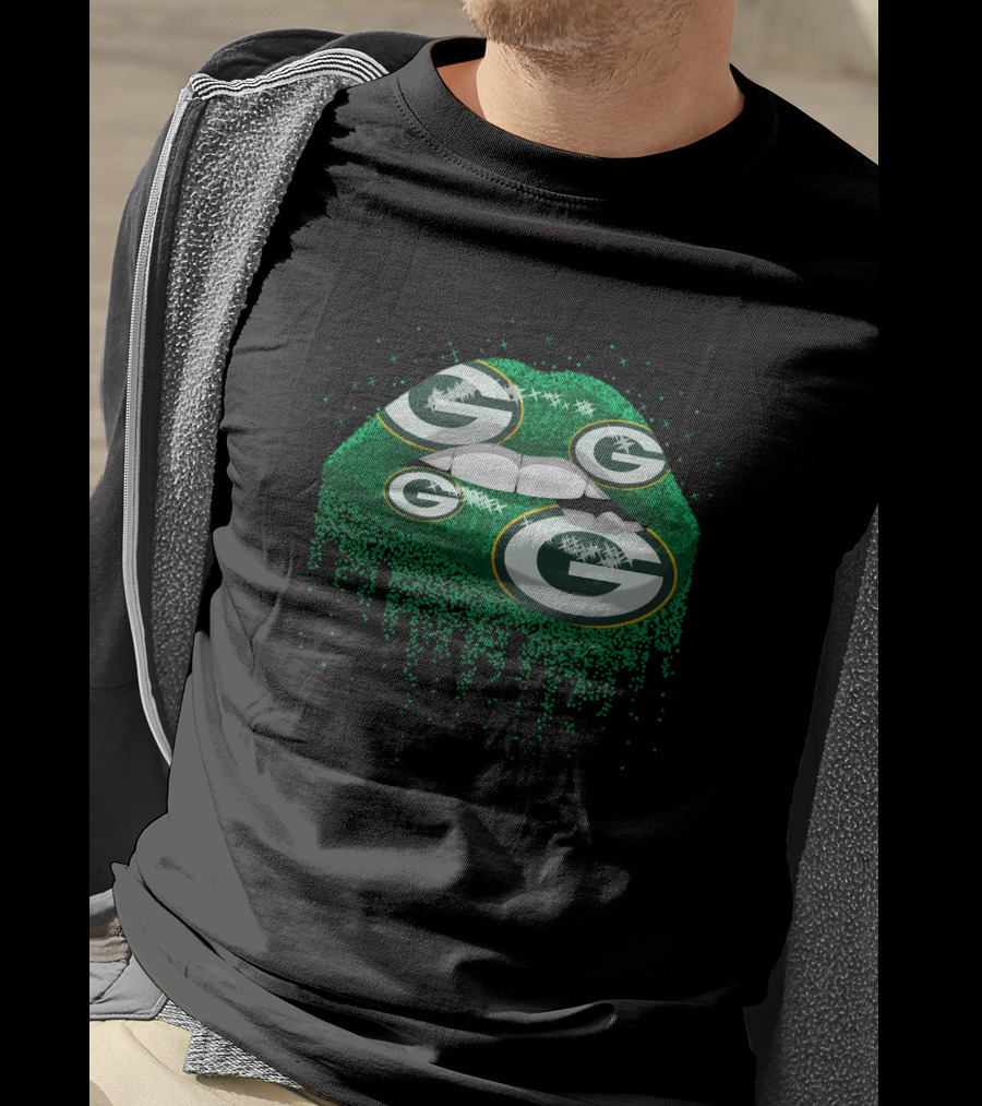Green Bay Packers Glitter Lips T-Shirt
