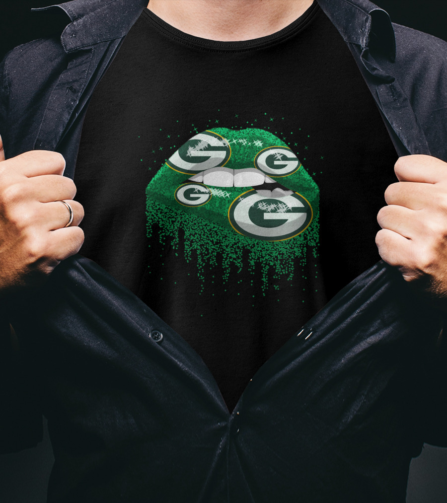 Green Bay Packers Glitter Lips T-Shirt