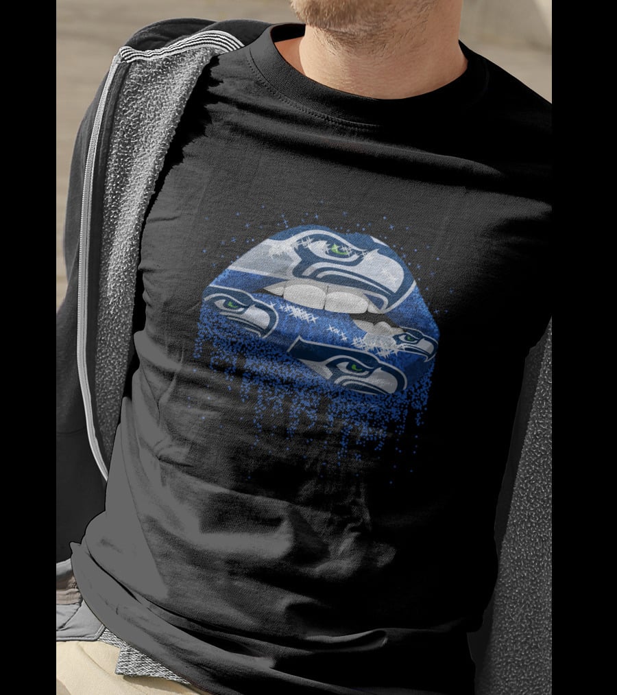 Seattle Seahawks Lips Sparkling Logo T-Shirt