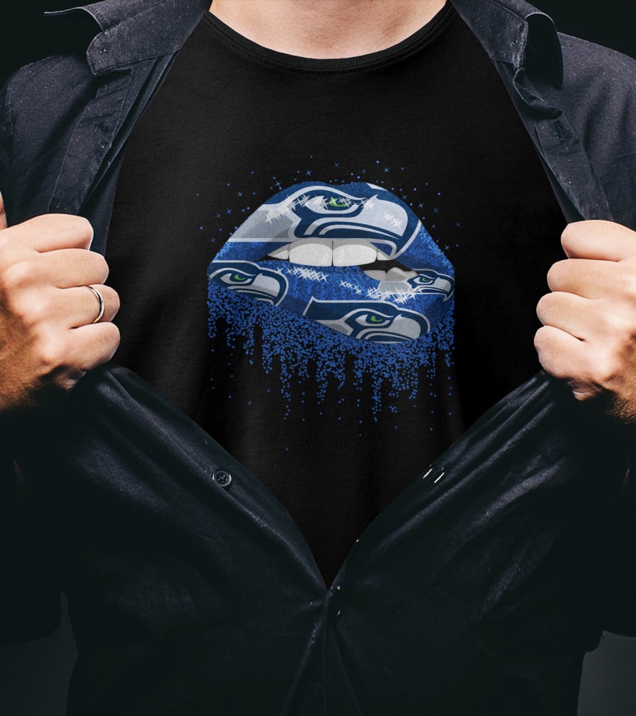 Seattle Seahawks Lips Sparkling Logo T-Shirt