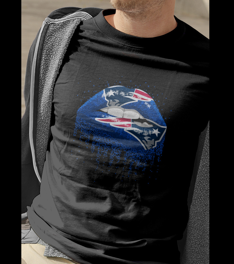 New England Patriots Blue Lips T-Shirt