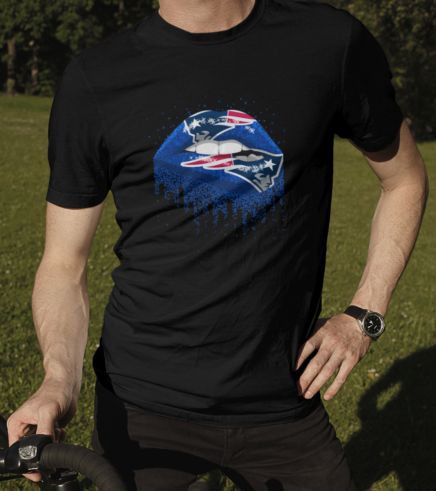 New England Patriots Blue Lips T-Shirt