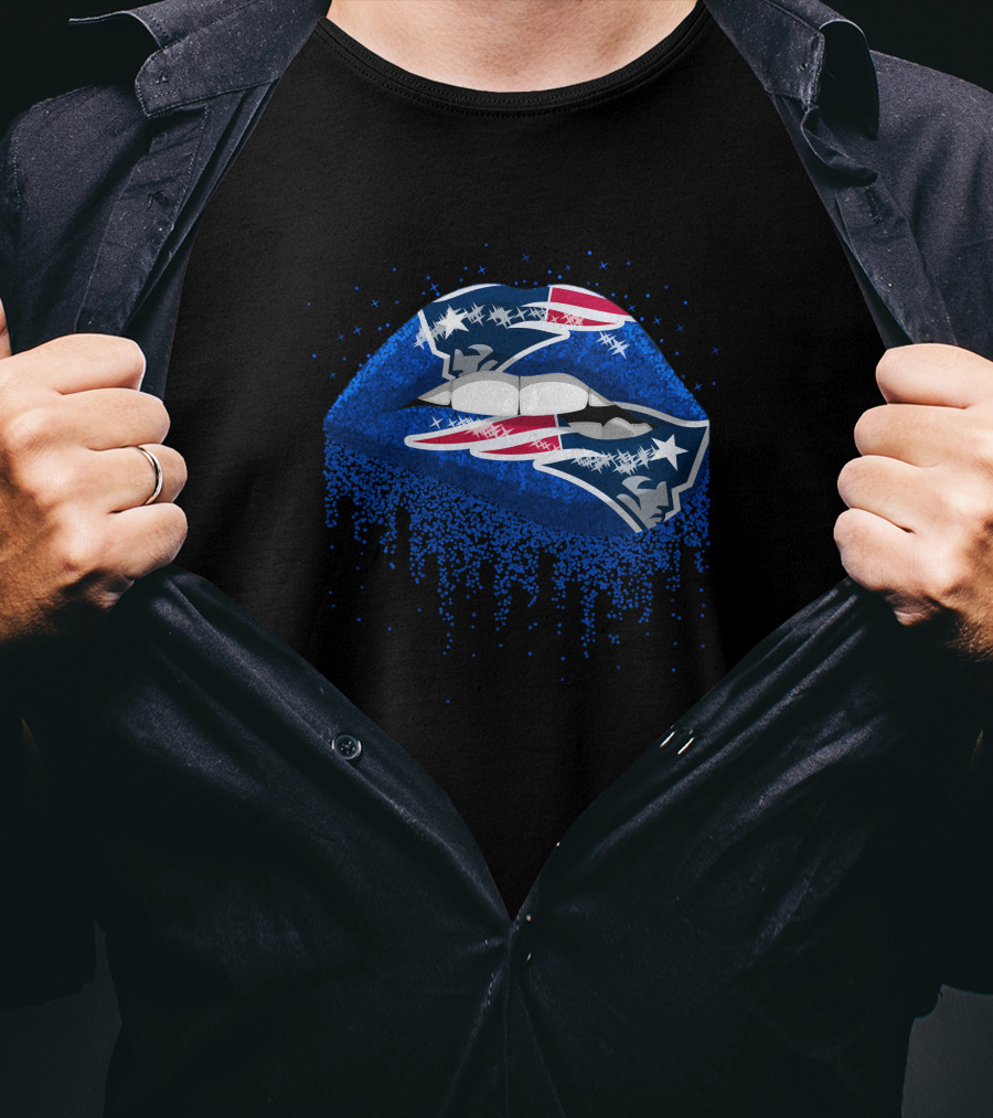New England Patriots Blue Lips T-Shirt