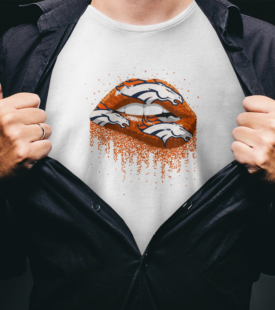 Denver Broncos Glitter Lips T-Shirt