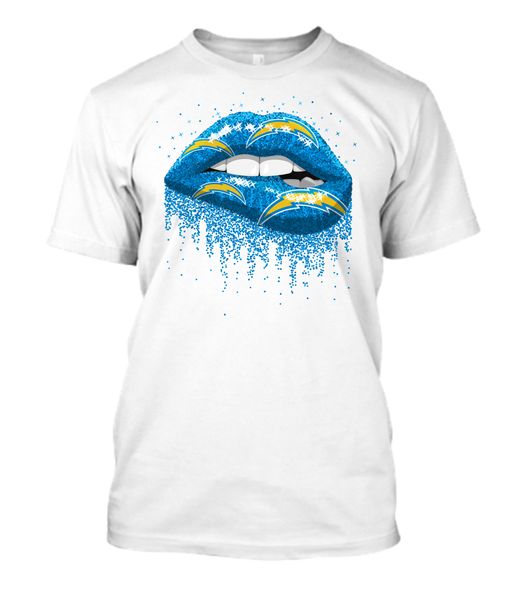 Los Angeles Chargers Blue Glitter Lips T-Shirt