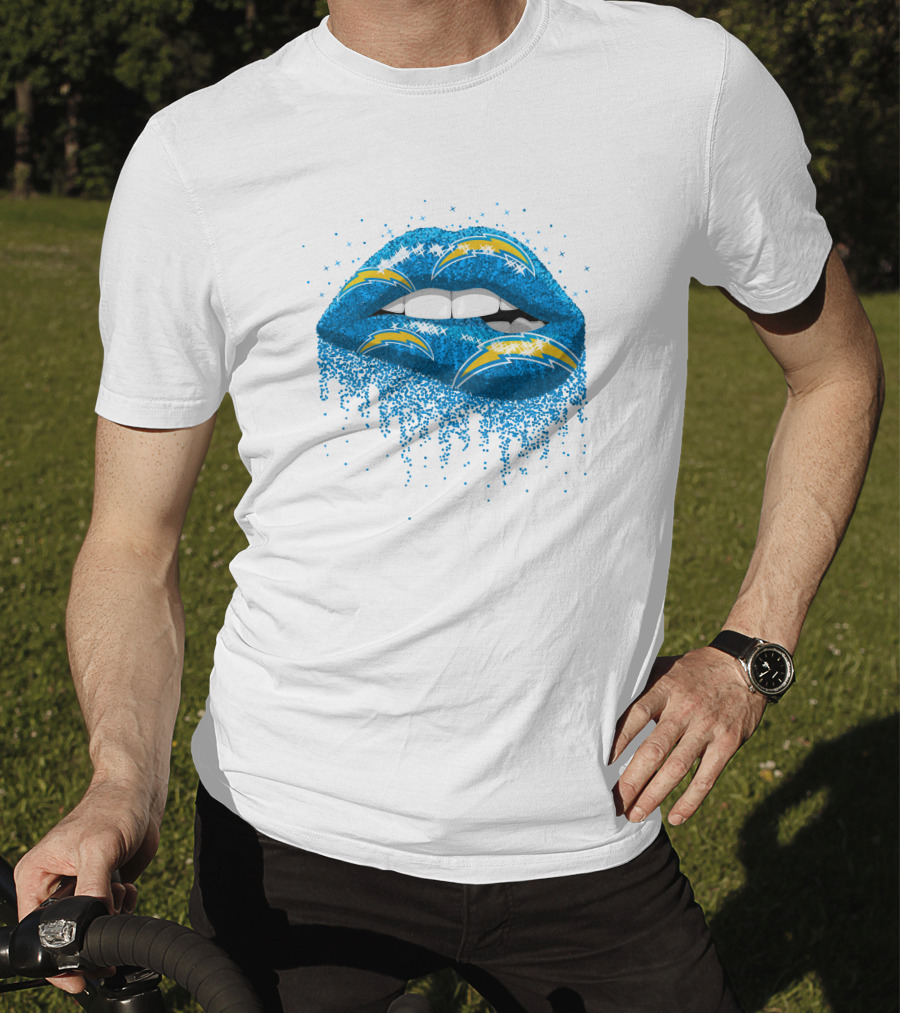 Los Angeles Chargers Blue Glitter Lips T-Shirt