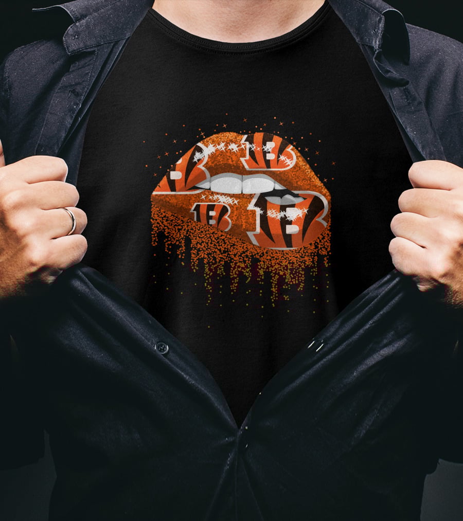 Cincinnati Bengals Tiger Stripe Lips Pattern Fan Merchandise T-Shirt
