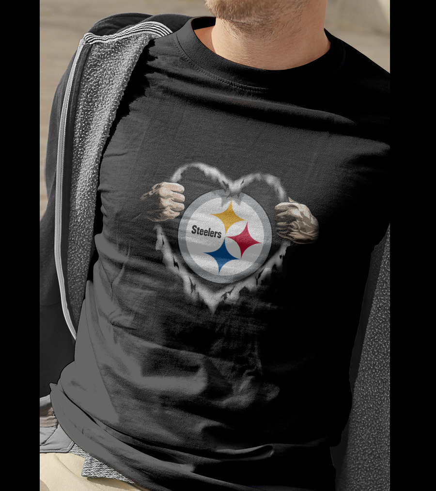 Pittsburgh Steelers Heart Ripped Open T-Shirt