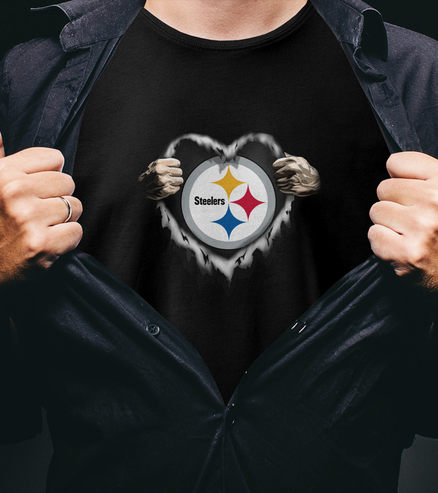 Pittsburgh Steelers Heart Ripped Open T-Shirt