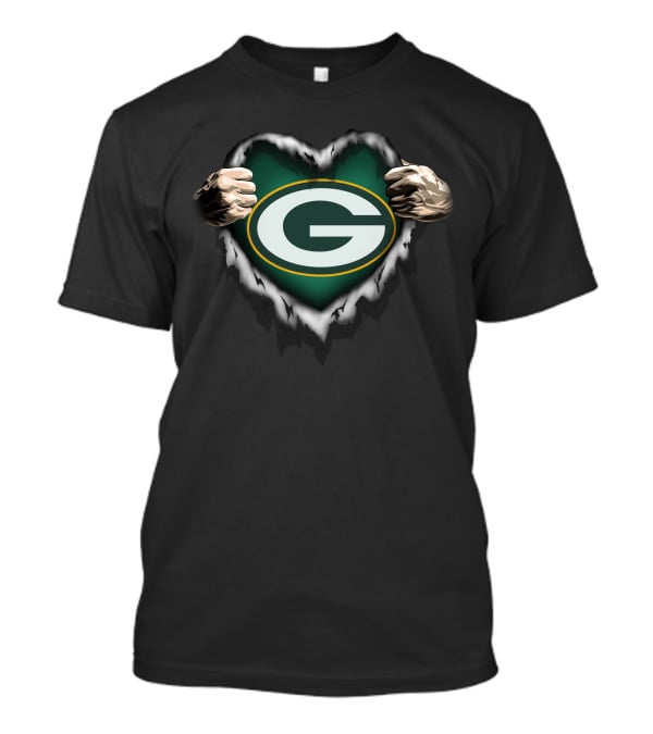 Green Bay Packers Heart Ripped Open T-Shirt
