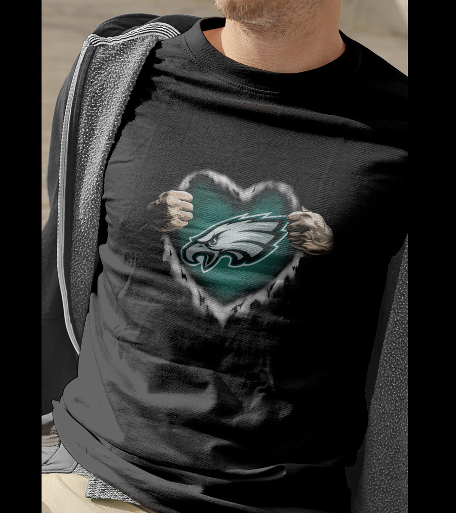 Philadelphia Eagles Heart Ripped Open T-Shirt