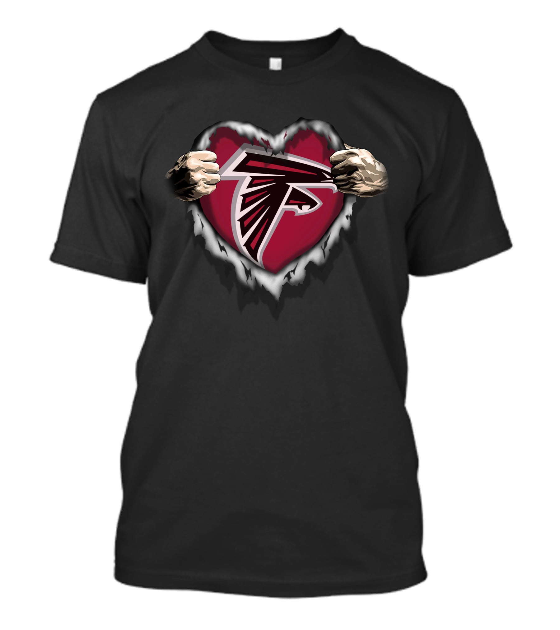Atlanta Falcons Heart Ripped Logo Fist T-Shirt