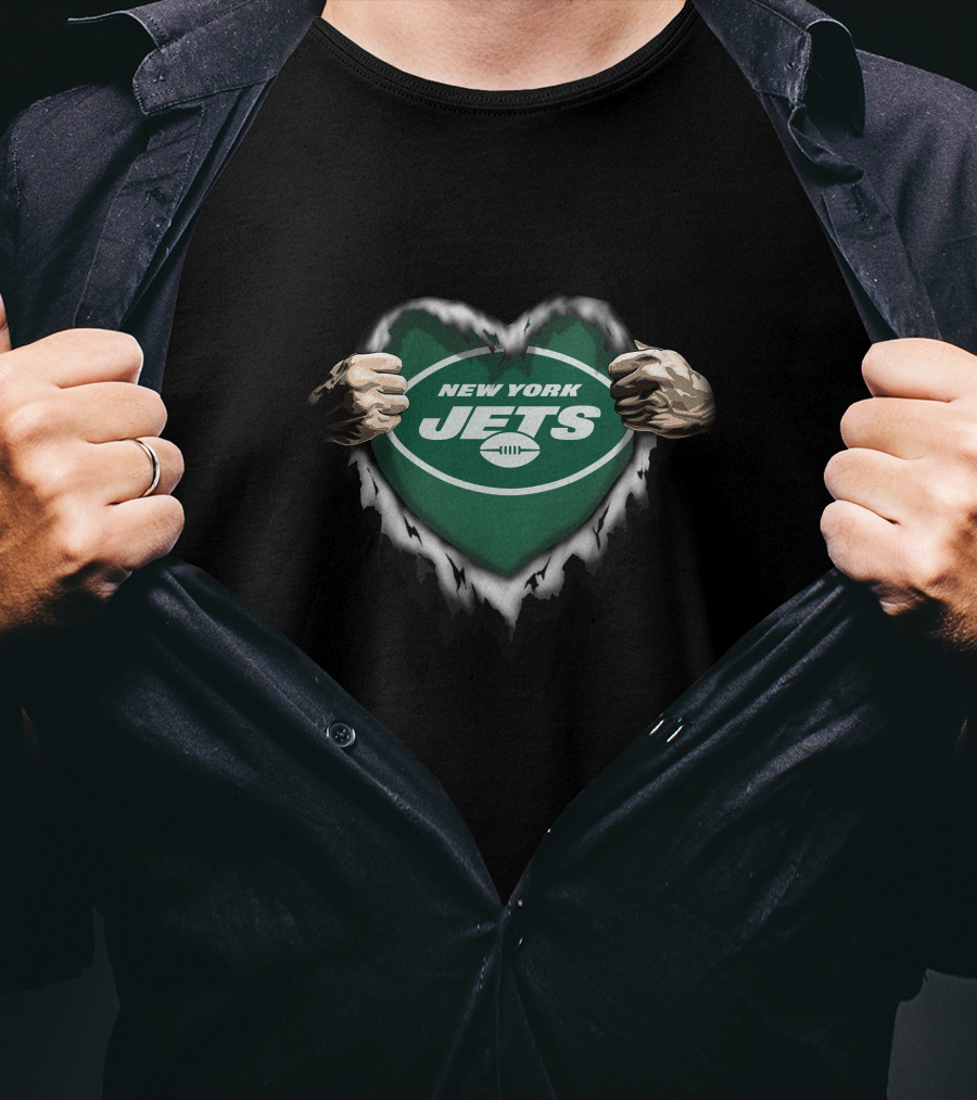 New York Jets Heart Ripped T-Shirt