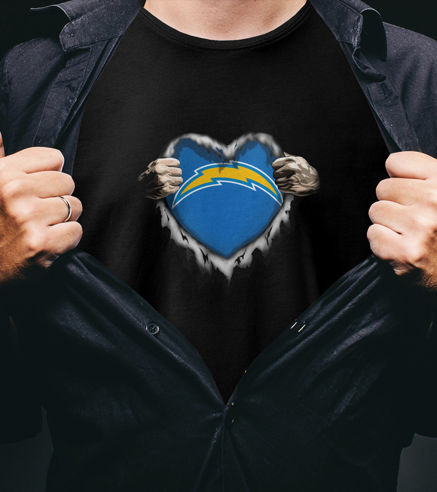 Los Angeles Chargers Heart Ripped Hands T-Shirt