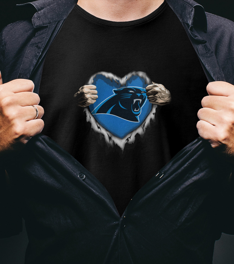 Carolina Panthers Ripped Heart T-Shirt