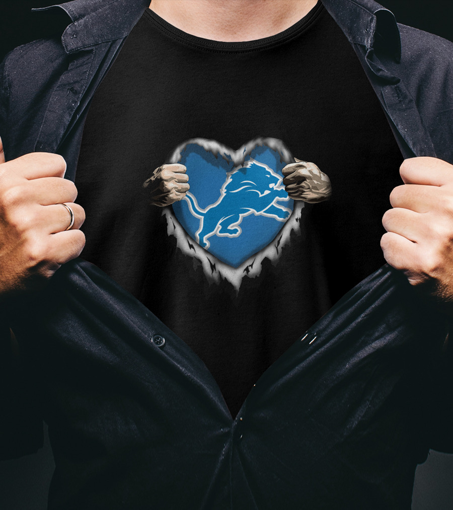 Detroit Lions Heart Ripped Through T-Shirt