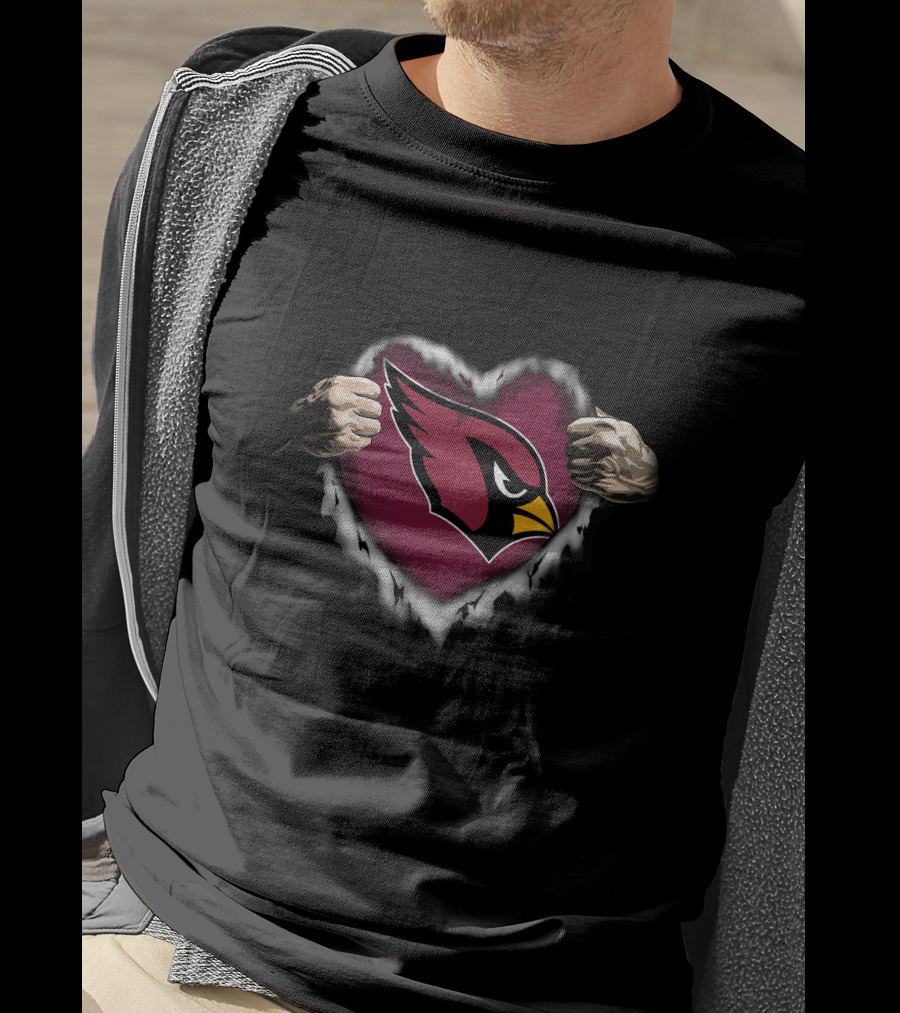 Arizona Cardinals Ripped Heart T-Shirt