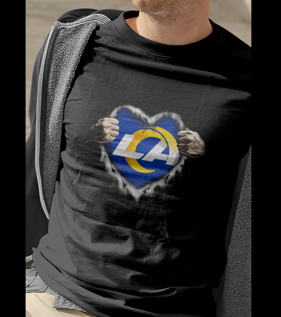 Los Angeles Rams LA Heart Ripped T-Shirt