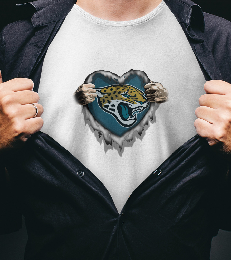 Jacksonville Jaguars Ripped Heart T-Shirt