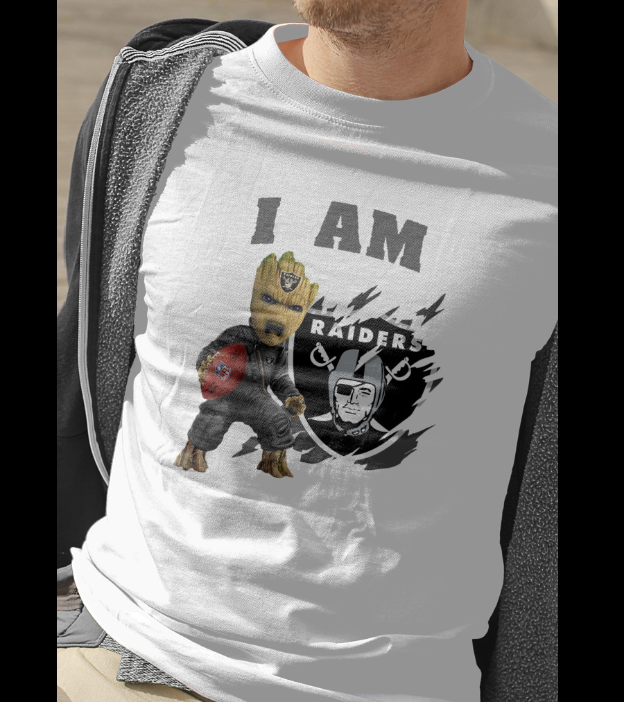 I Am Groot Raiders Football Character With Las Vegas Raiders T-Shirt