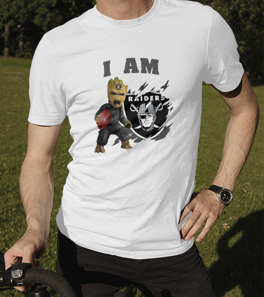 I Am Groot Raiders Football Character With Las Vegas Raiders T-Shirt