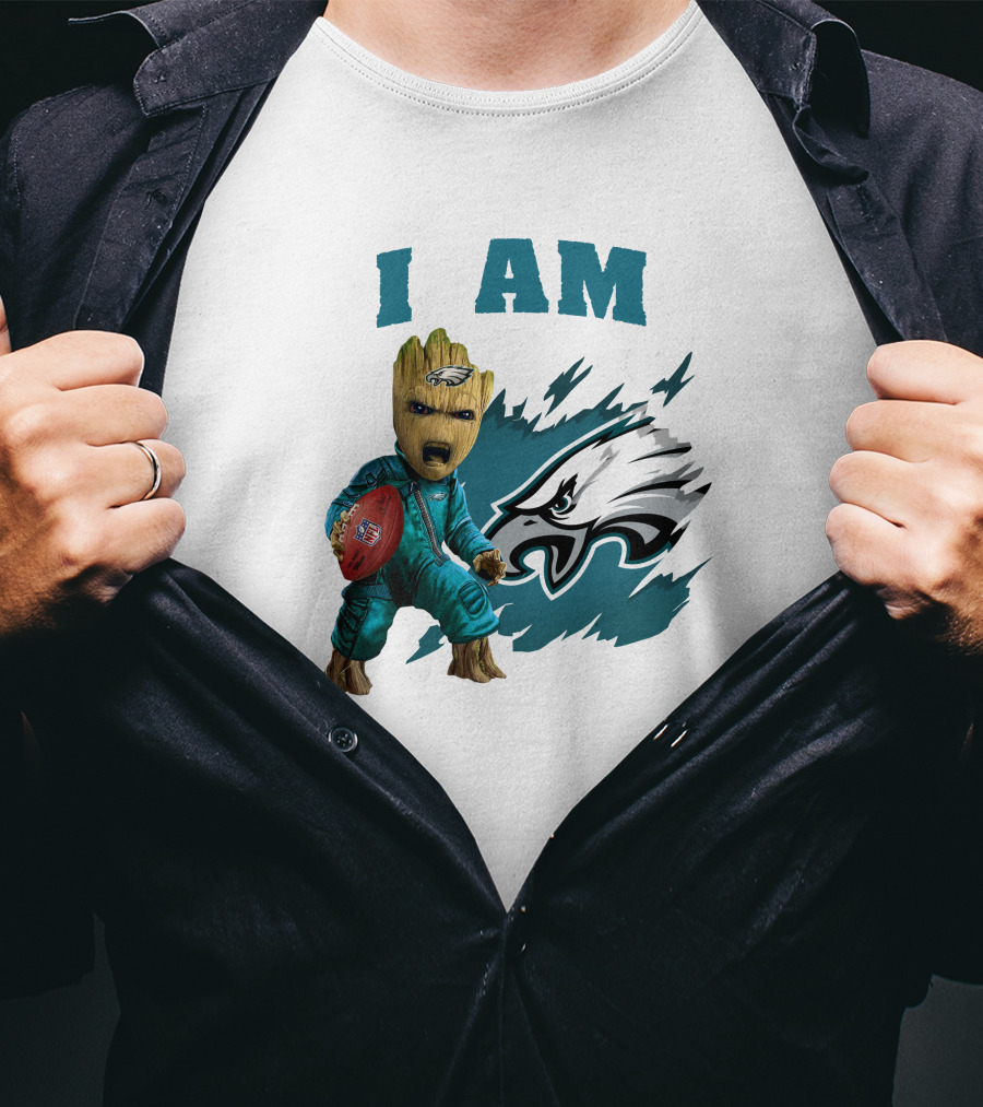 I Am Groot Philadelphia Eagles Football Marvel Crossover T-Shirt