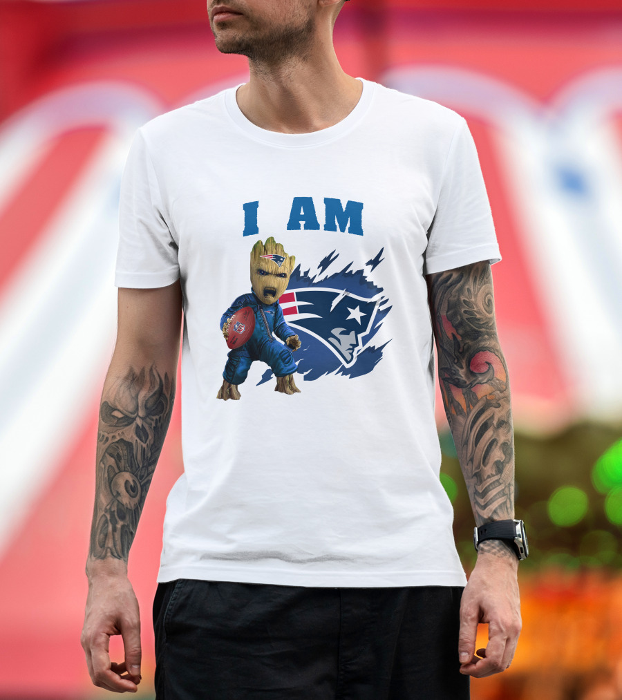 I Am Groot New England Patriots Football Character With Team T-Shirt