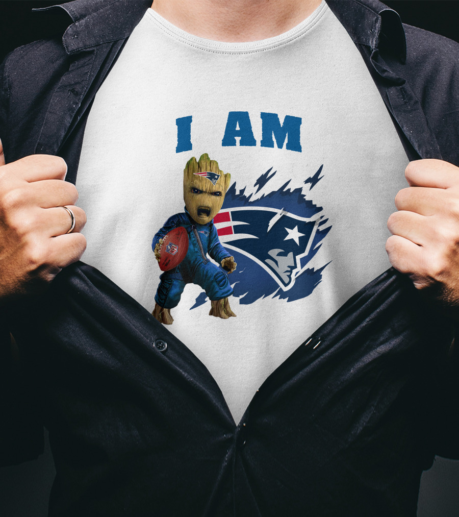 I Am Groot New England Patriots Football Character With Team T-Shirt
