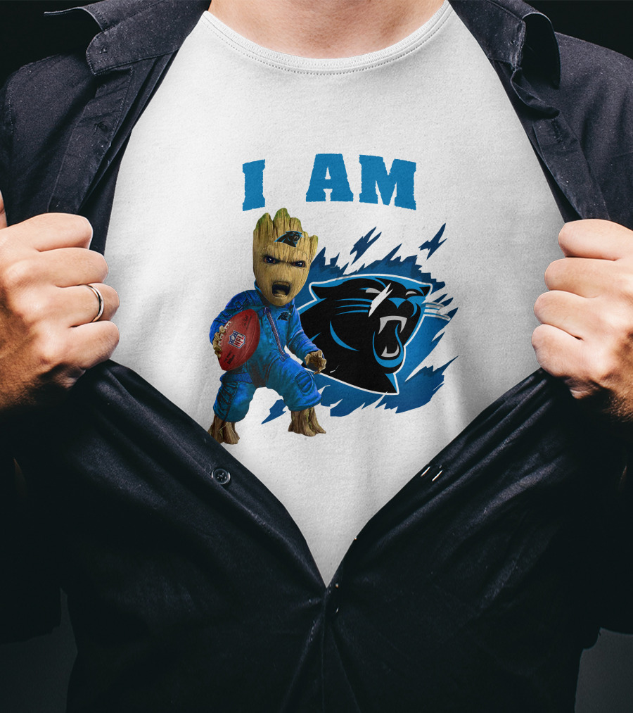 I Am Groot Carolina Panthers NFL Football Groot With Panthers T-Shirt