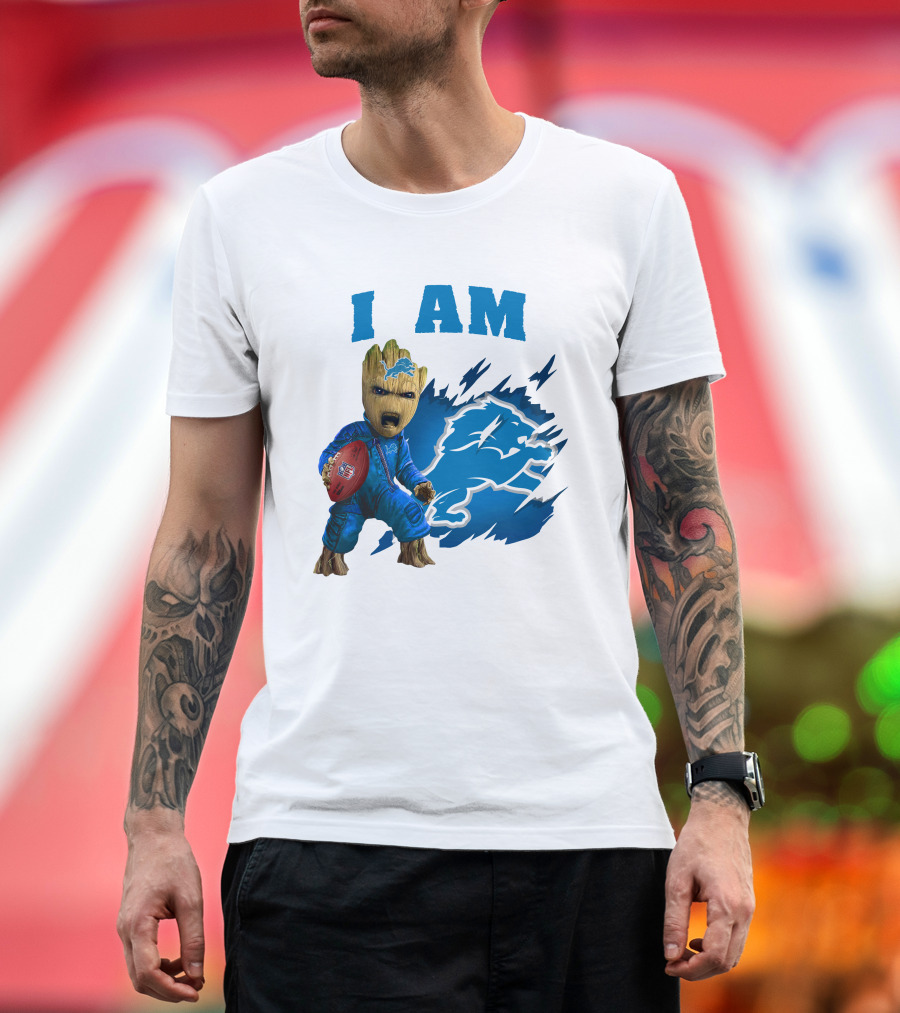 I Am Groot Detroit Lions Football Fan Mashup T-Shirt