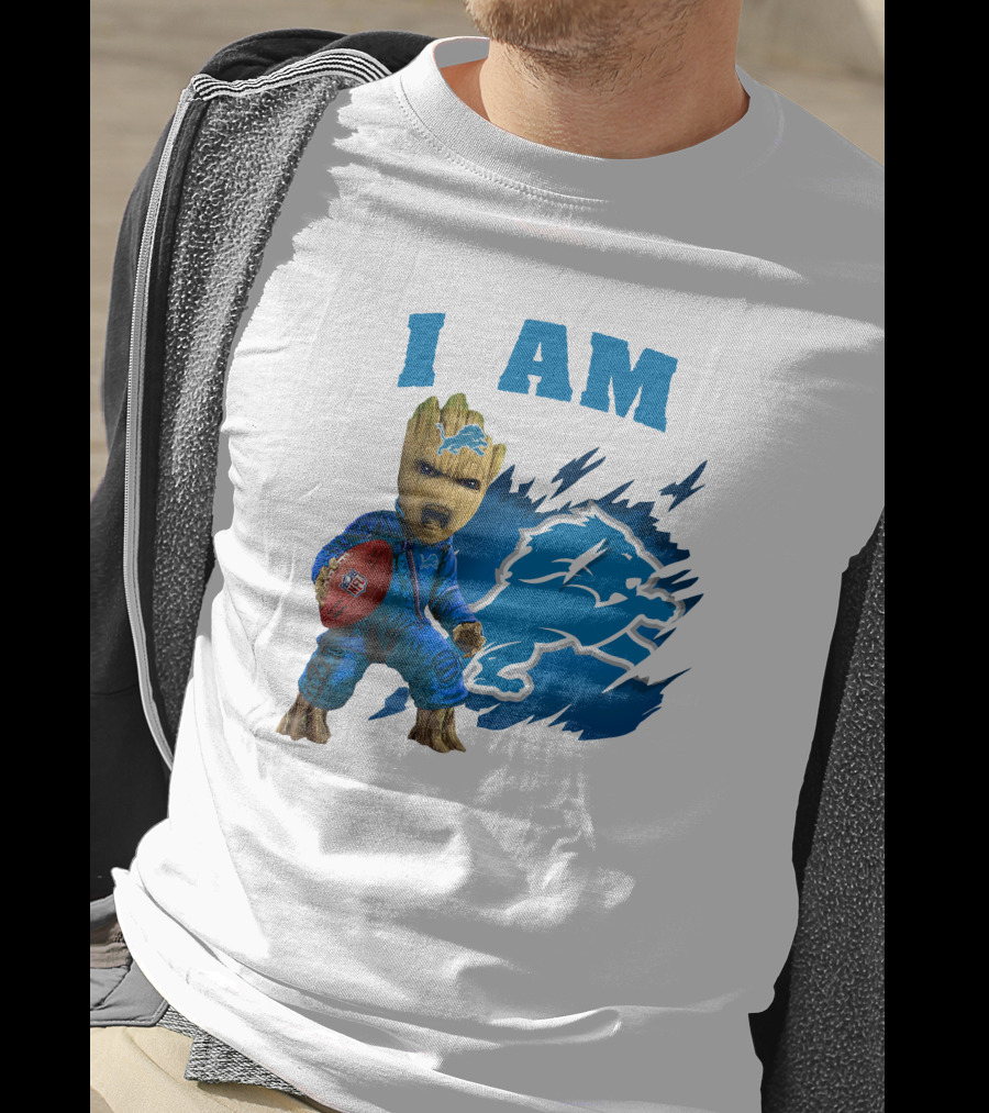 I Am Groot Detroit Lions Football Fan Mashup T-Shirt