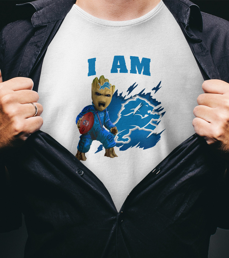 I Am Groot Detroit Lions Football Fan Mashup T-Shirt