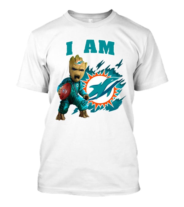 I Am Groot Miami Dolphins Football Fan Character T-Shirt