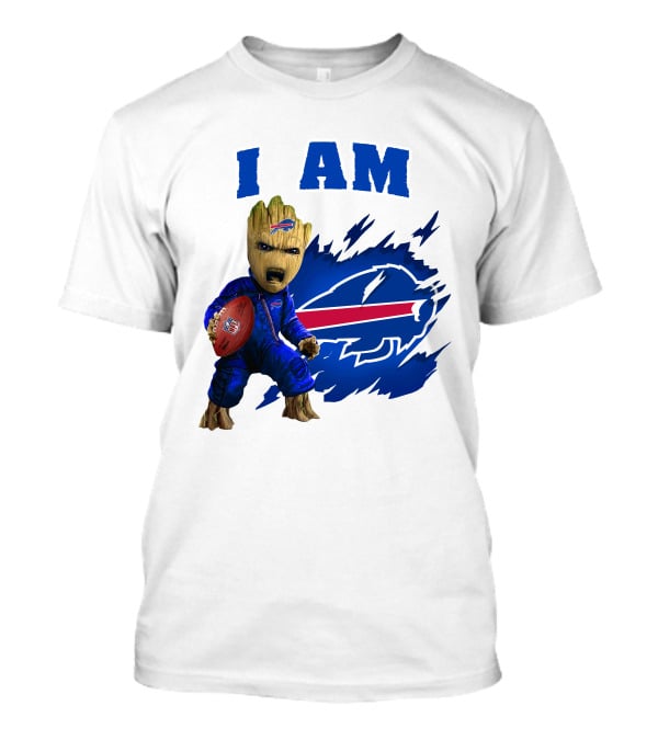 Groot Holding Football Buffalo Bills Logo I Am T-Shirt