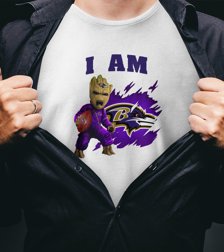 I Am Groot Baltimore Ravens Football Fan T-Shirt