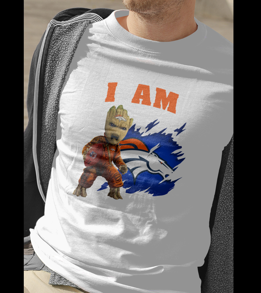 I Am Groot Denver Broncos Football Fan Character T-Shirt